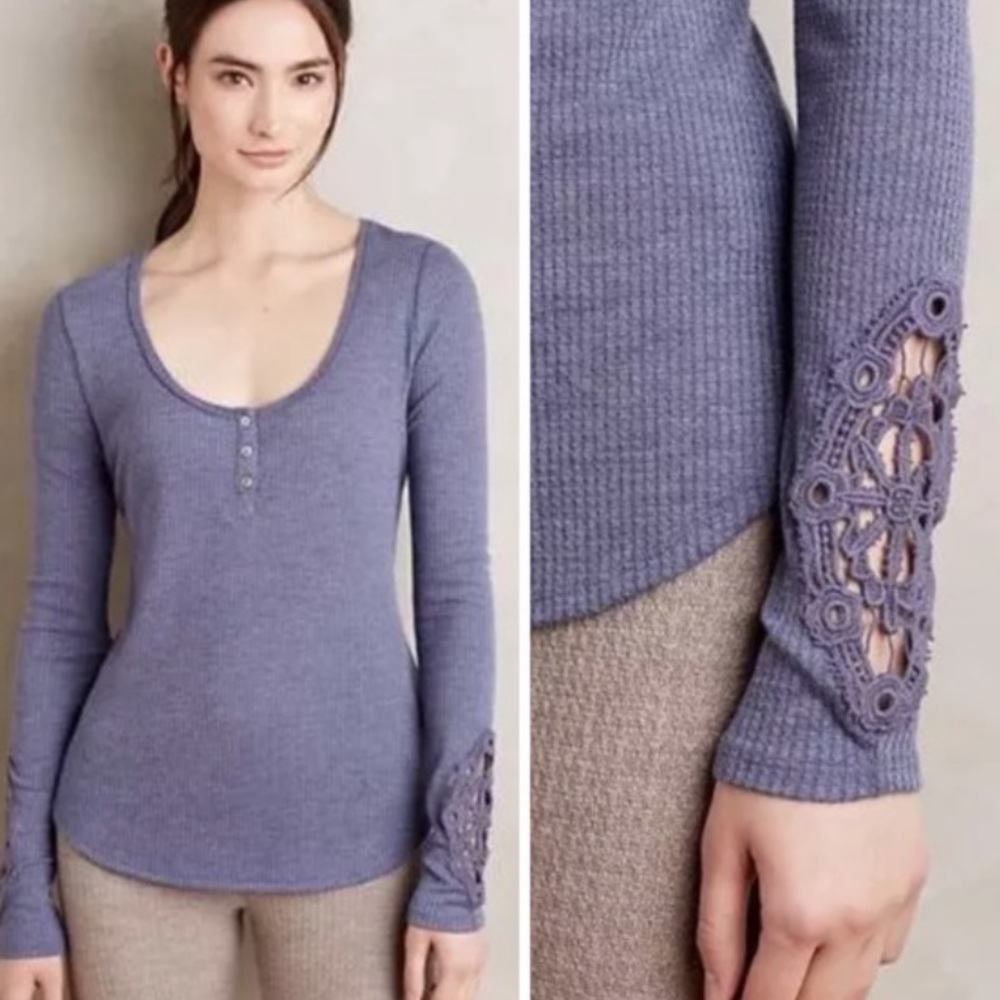 Anthropologie Eloise Scooped Henley Thermal Top Size Small